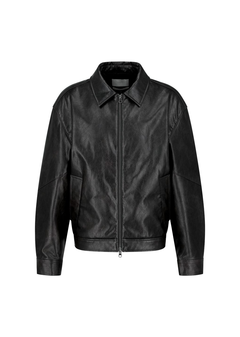 synthetic leather blouson, black