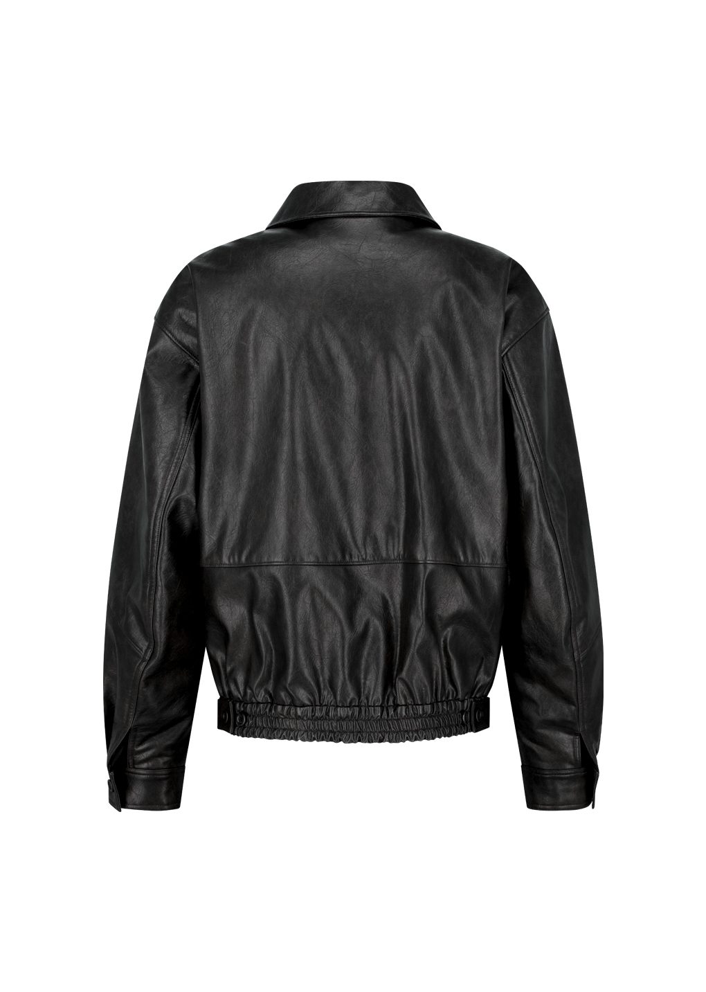 synthetic leather blouson, black