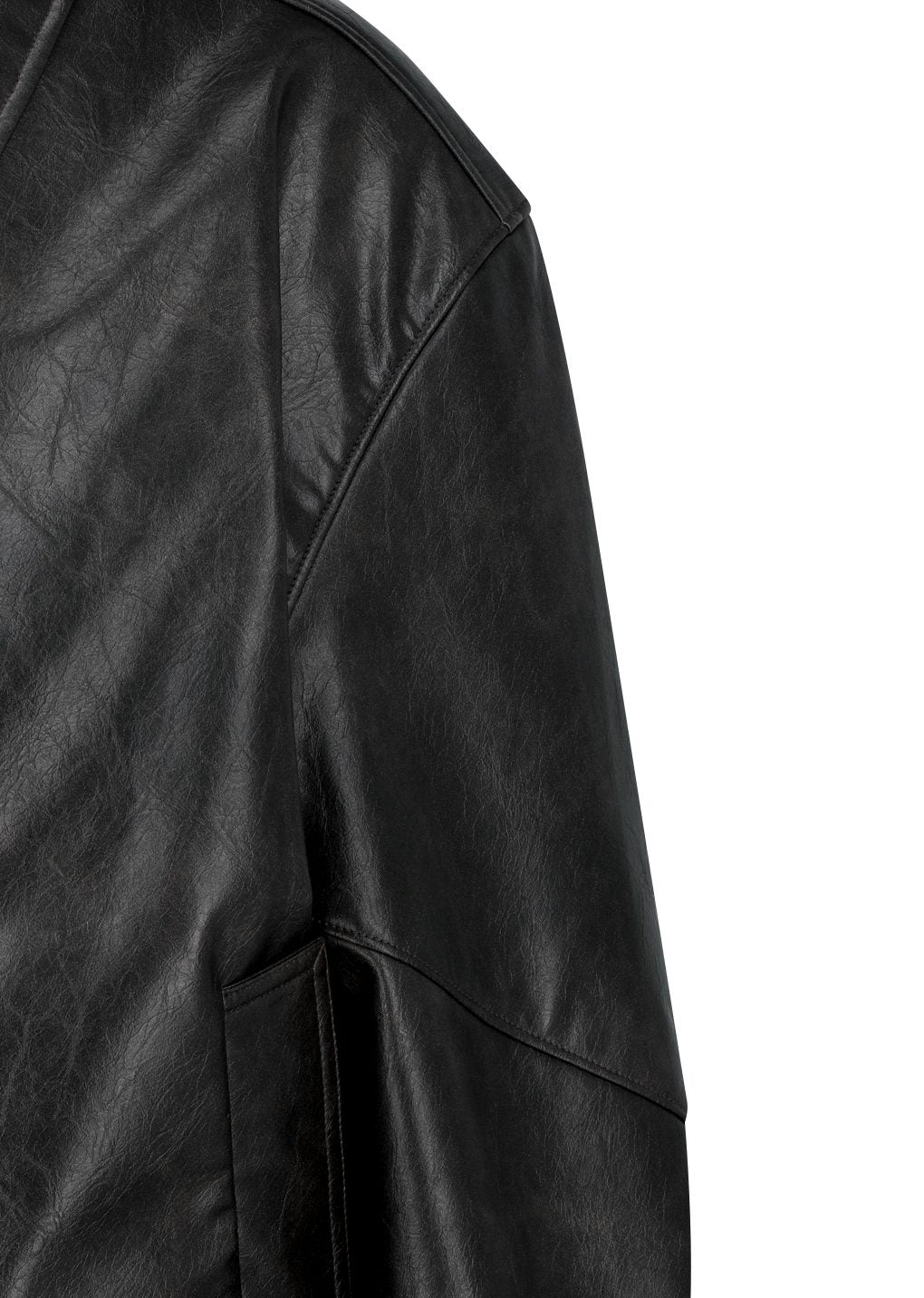 synthetic leather blouson, black