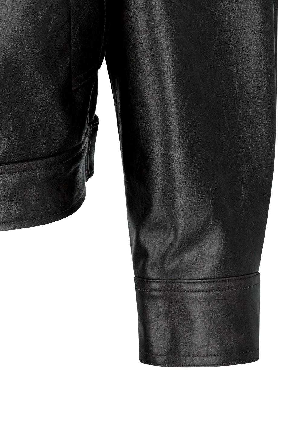 synthetic leather blouson, black