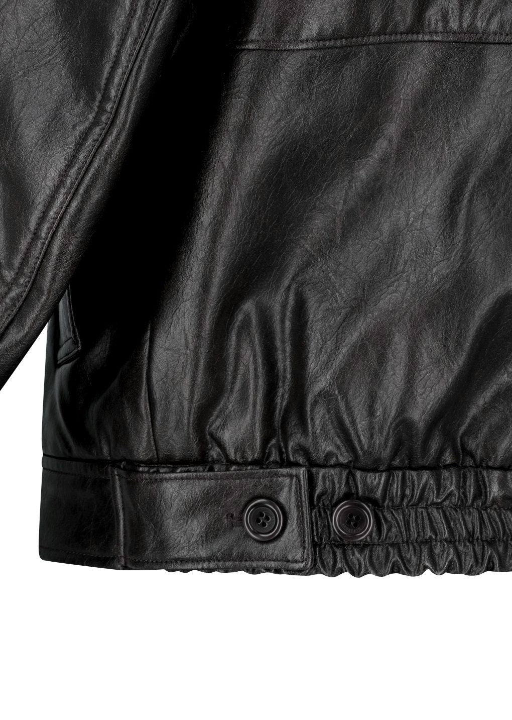 synthetic leather blouson, black