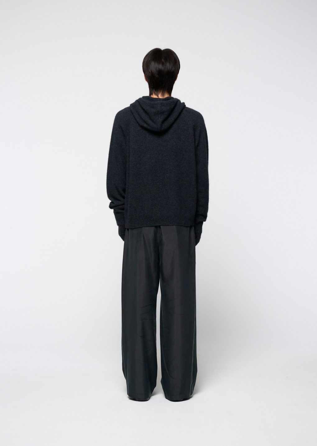 racoon hoodie knit, charcoal