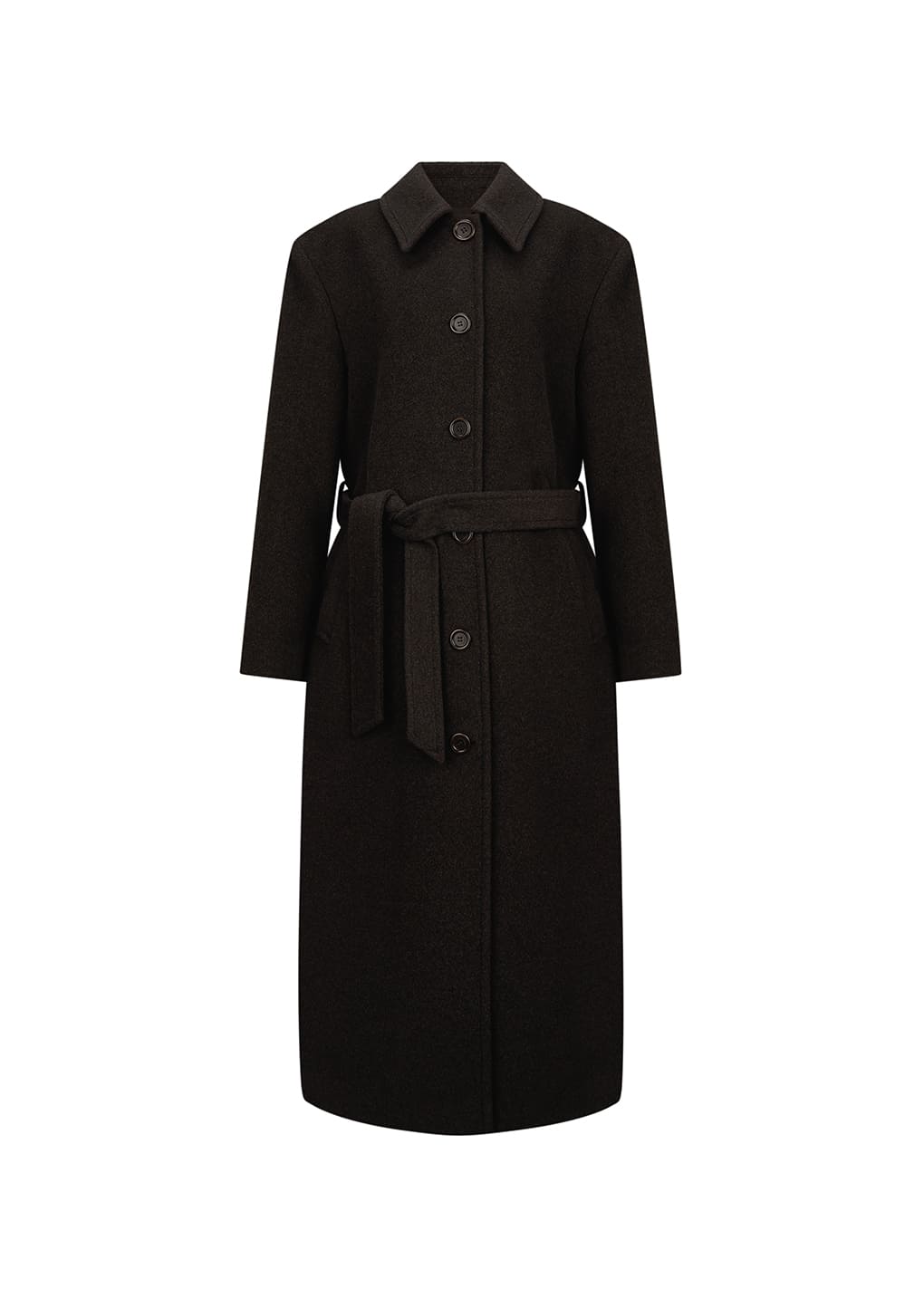 single breasted maxi long coat, dark brown