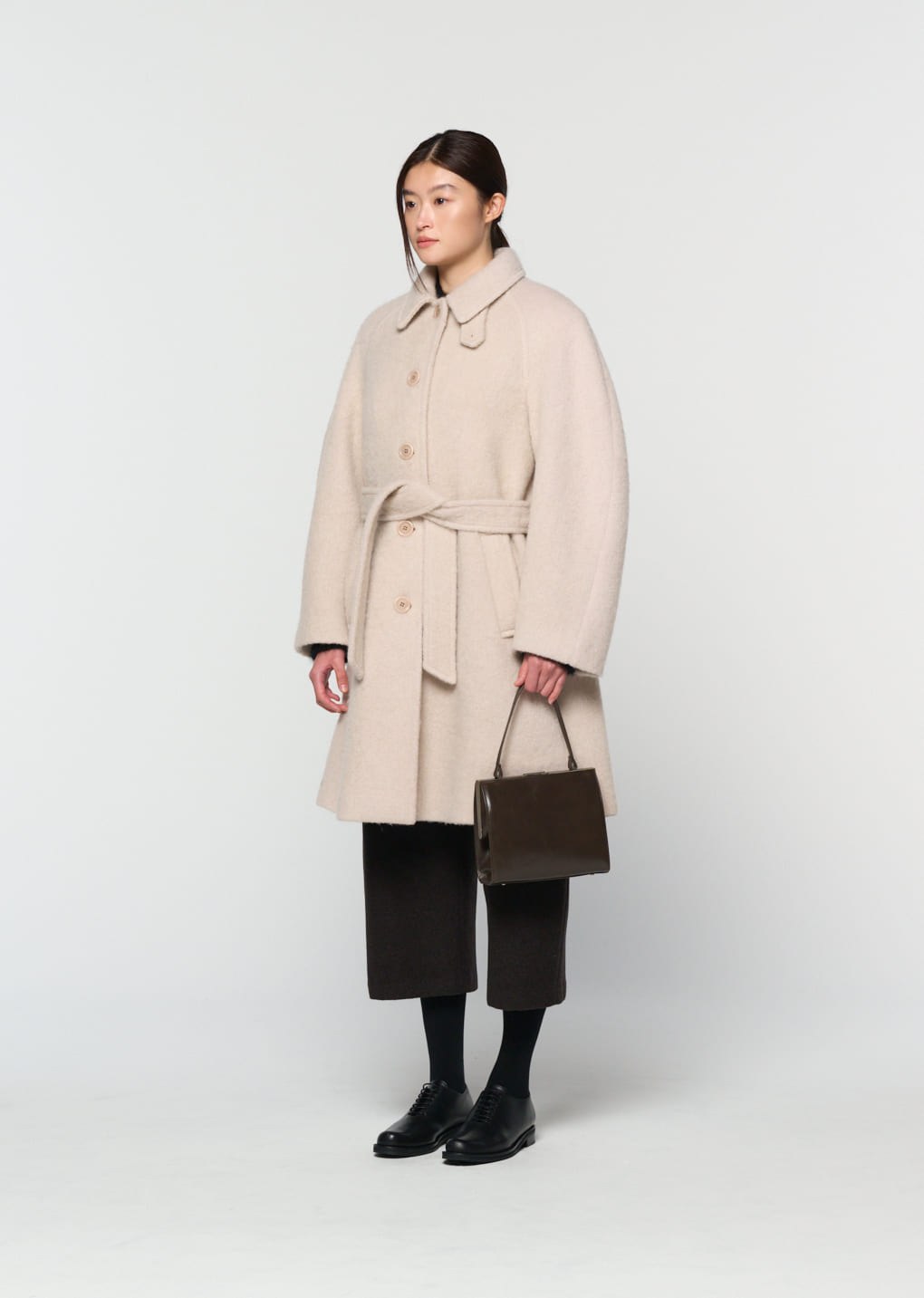 curved culotte pants, dark brown