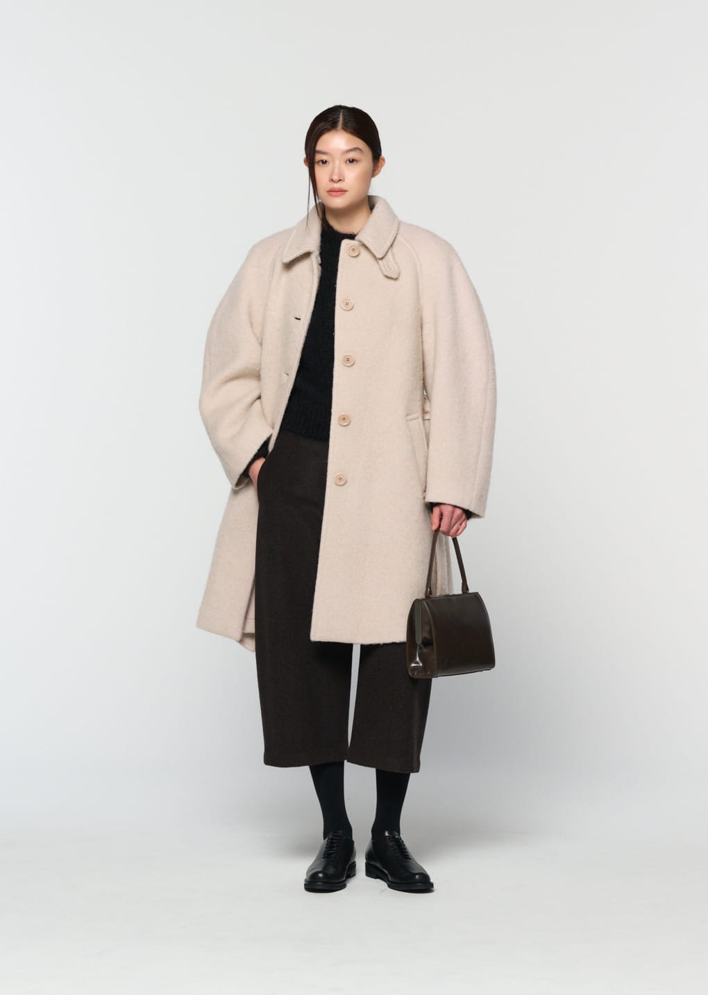 curved culotte pants, dark brown