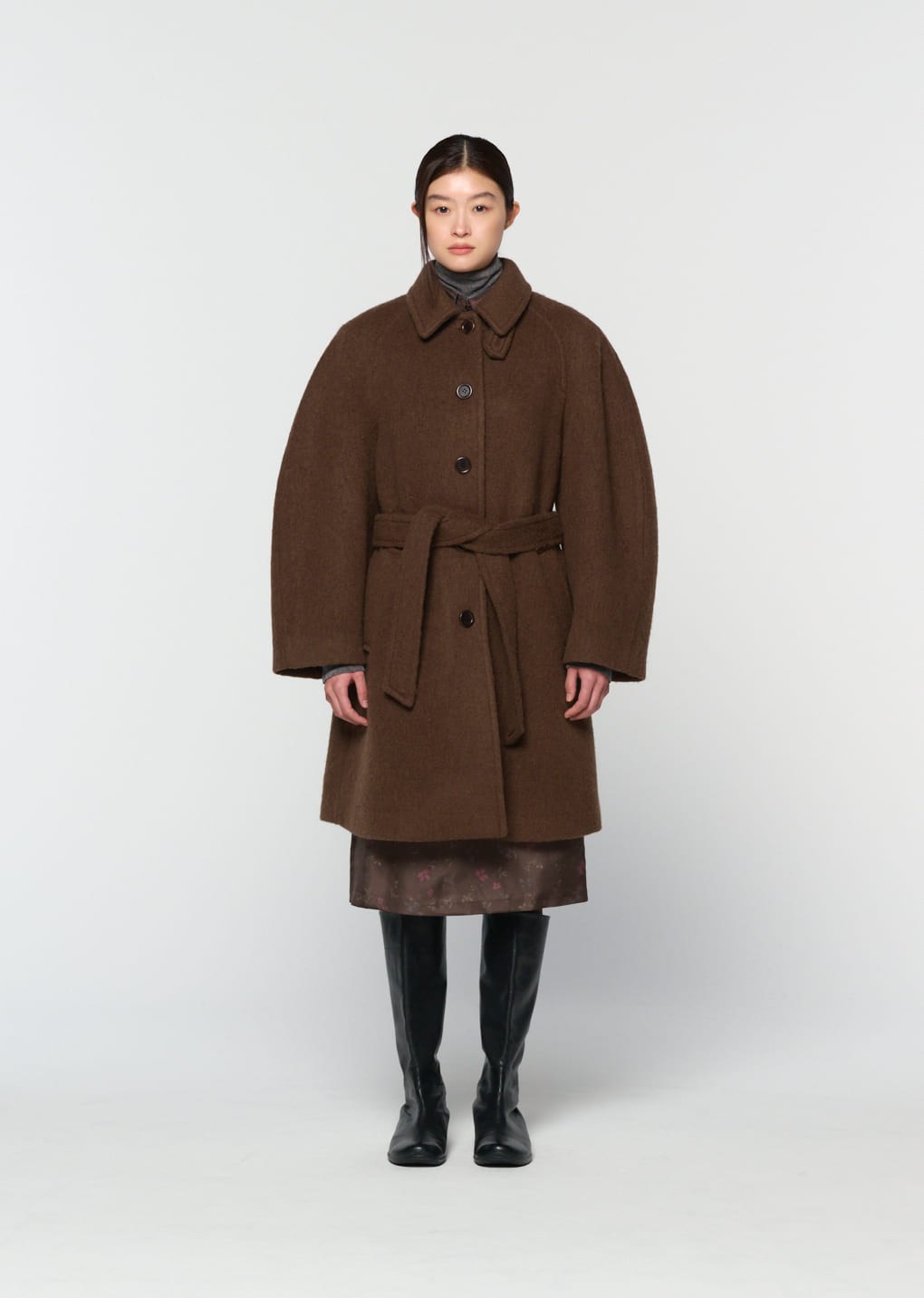alpaca raglan coat, brown