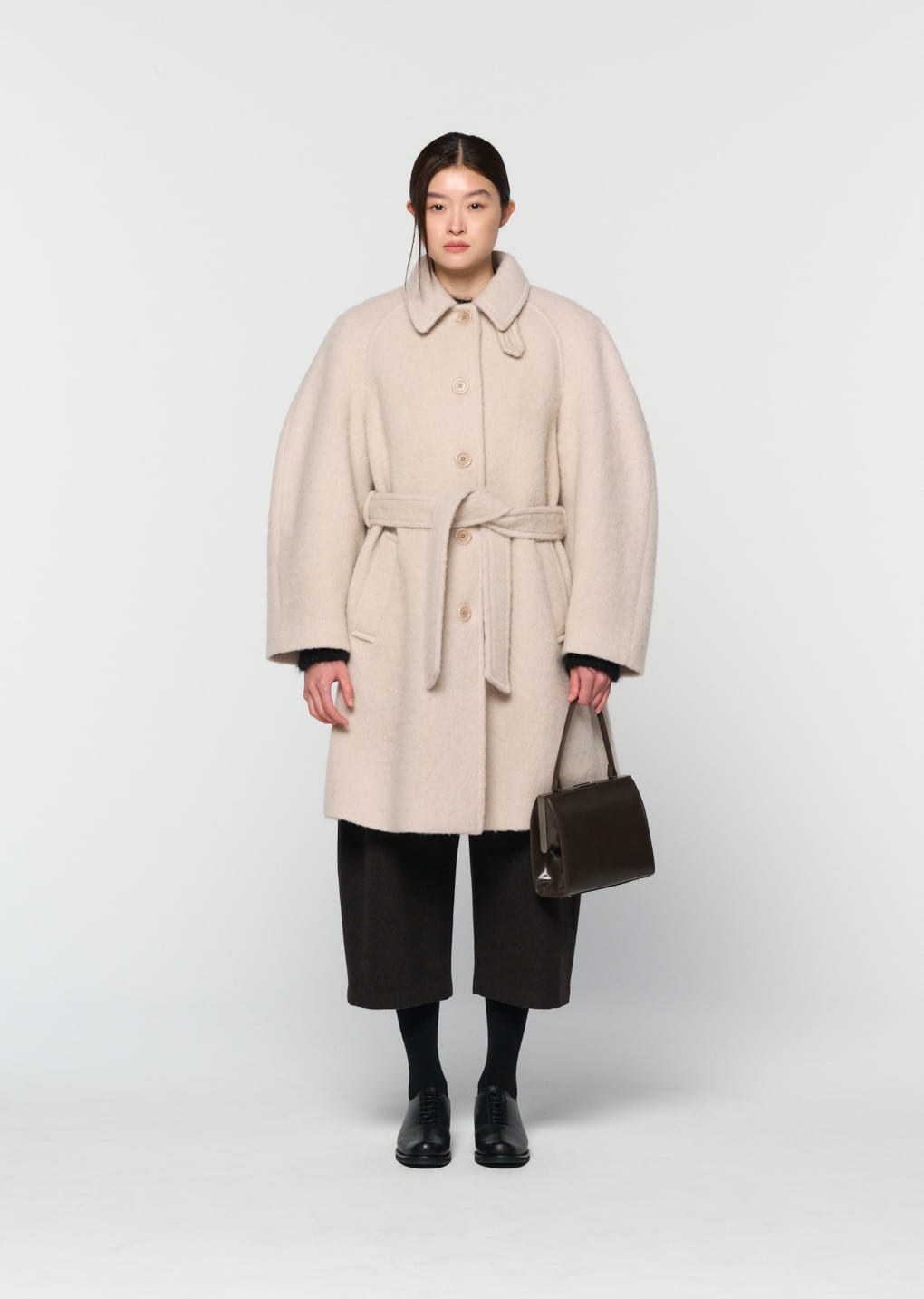 alpaca raglan coat, ivory