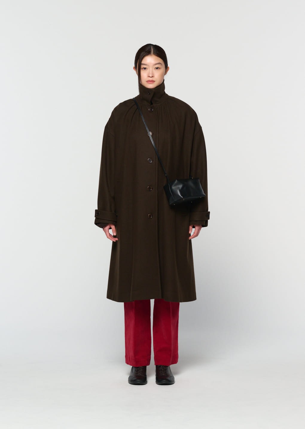shirring coat, brown