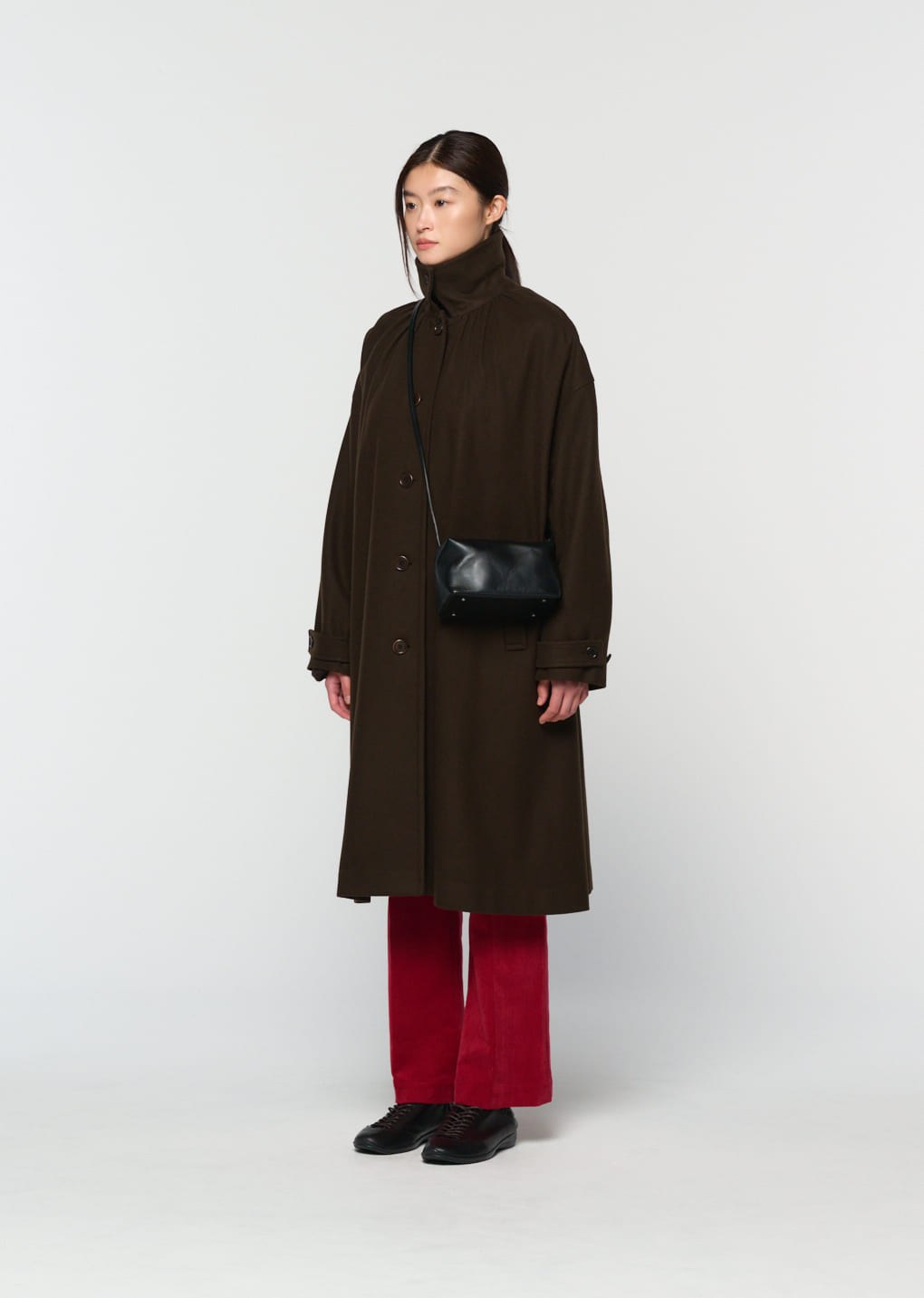 shirring coat, brown