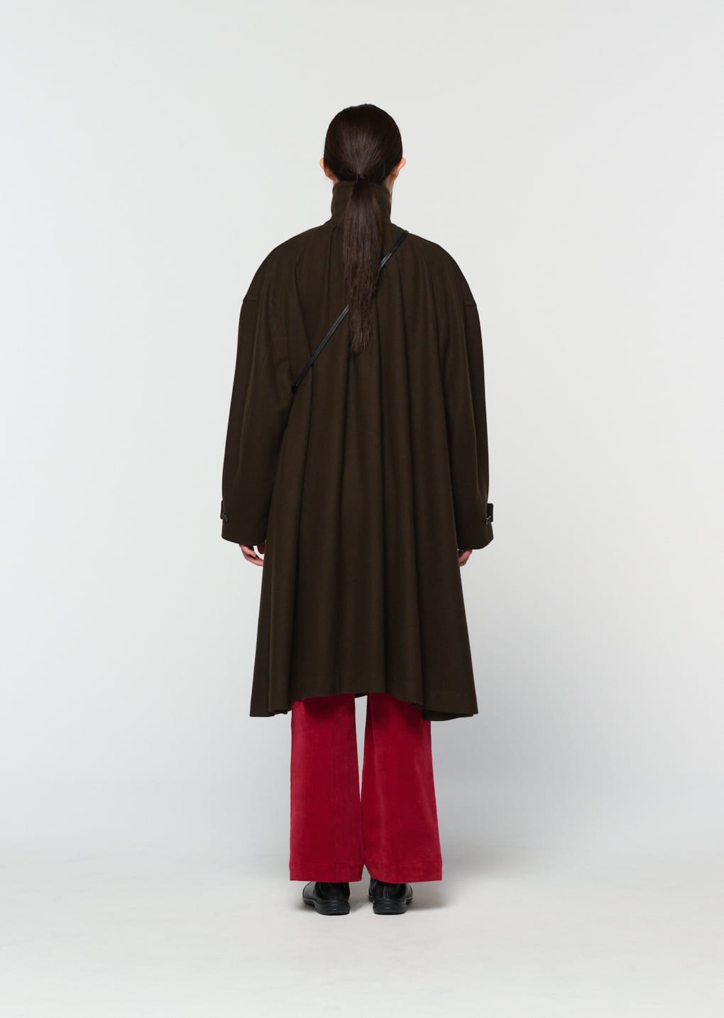 shirring coat, brown