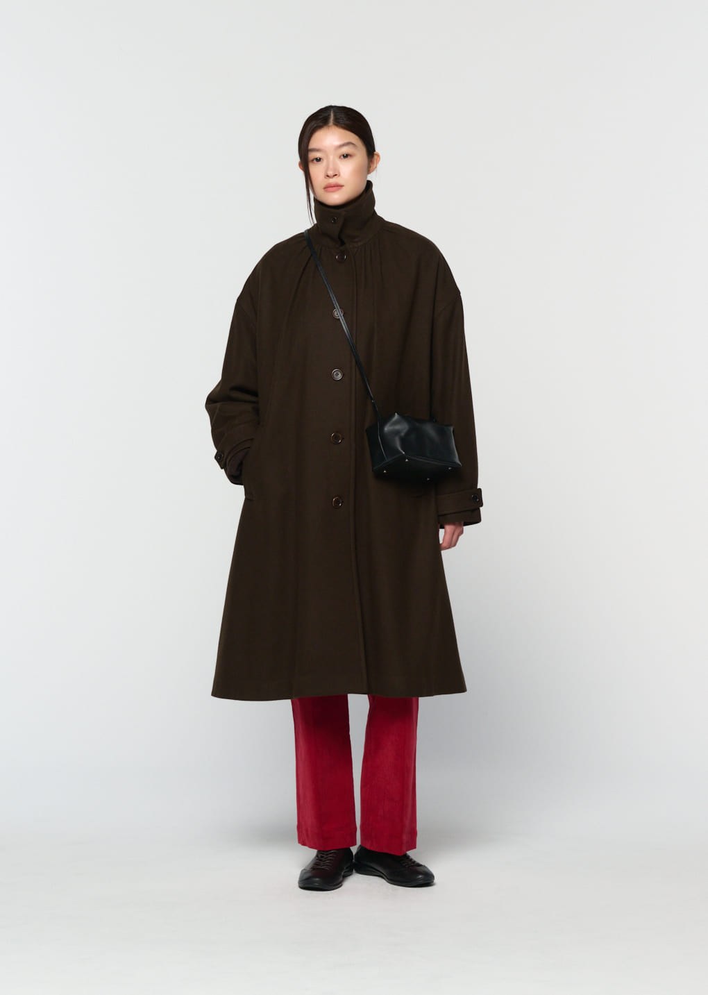 shirring coat, brown