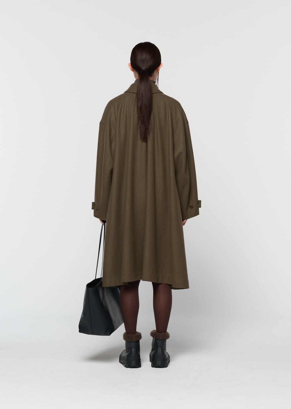 shirring coat, khaki