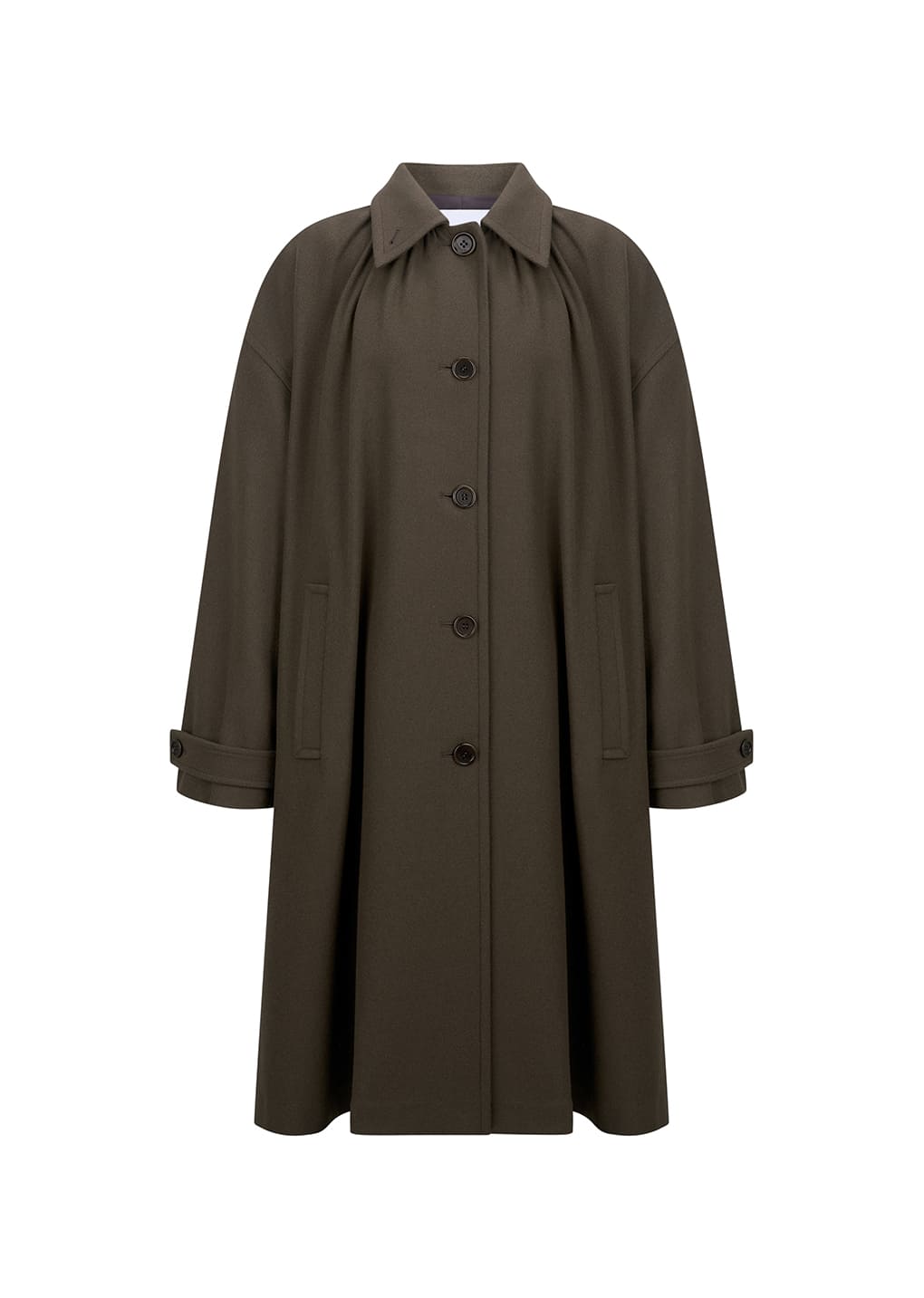 shirring coat, khaki