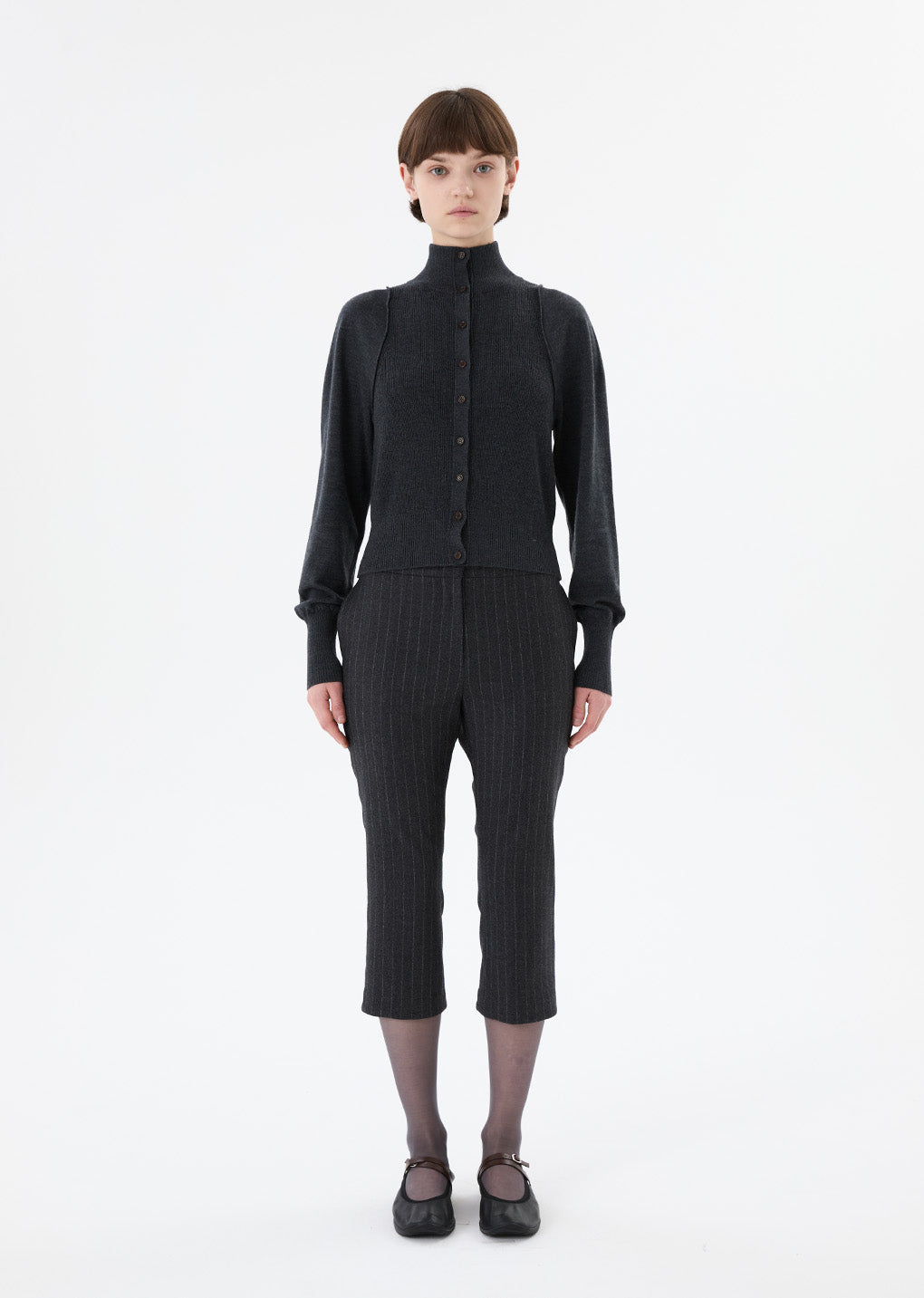 blocking button up cardigan, charcoal hover