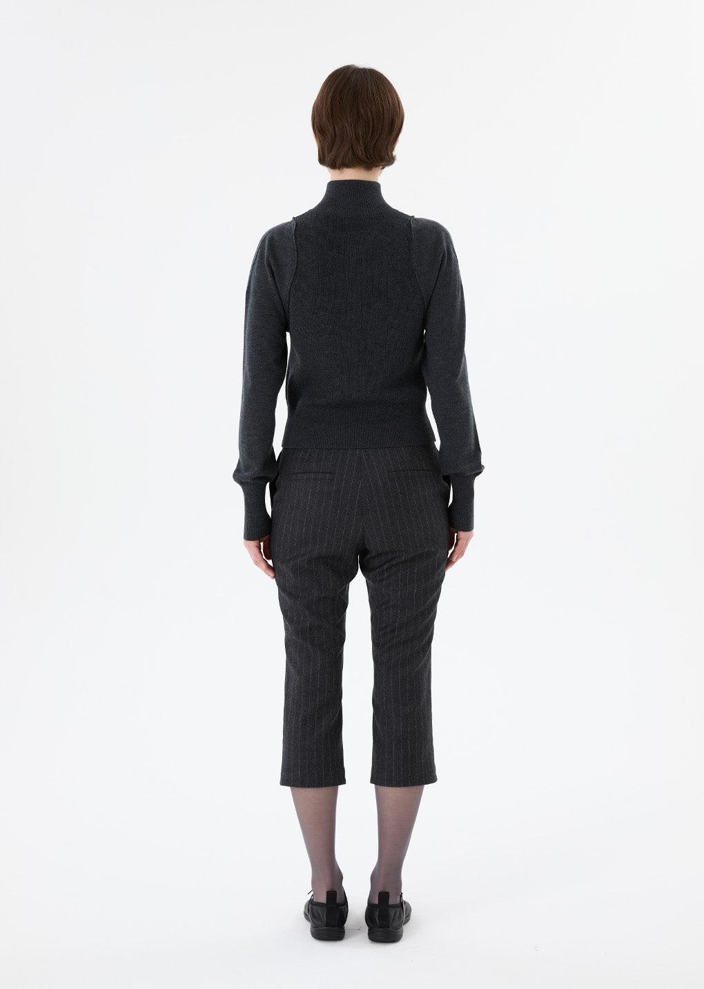 blocking button up cardigan, charcoal