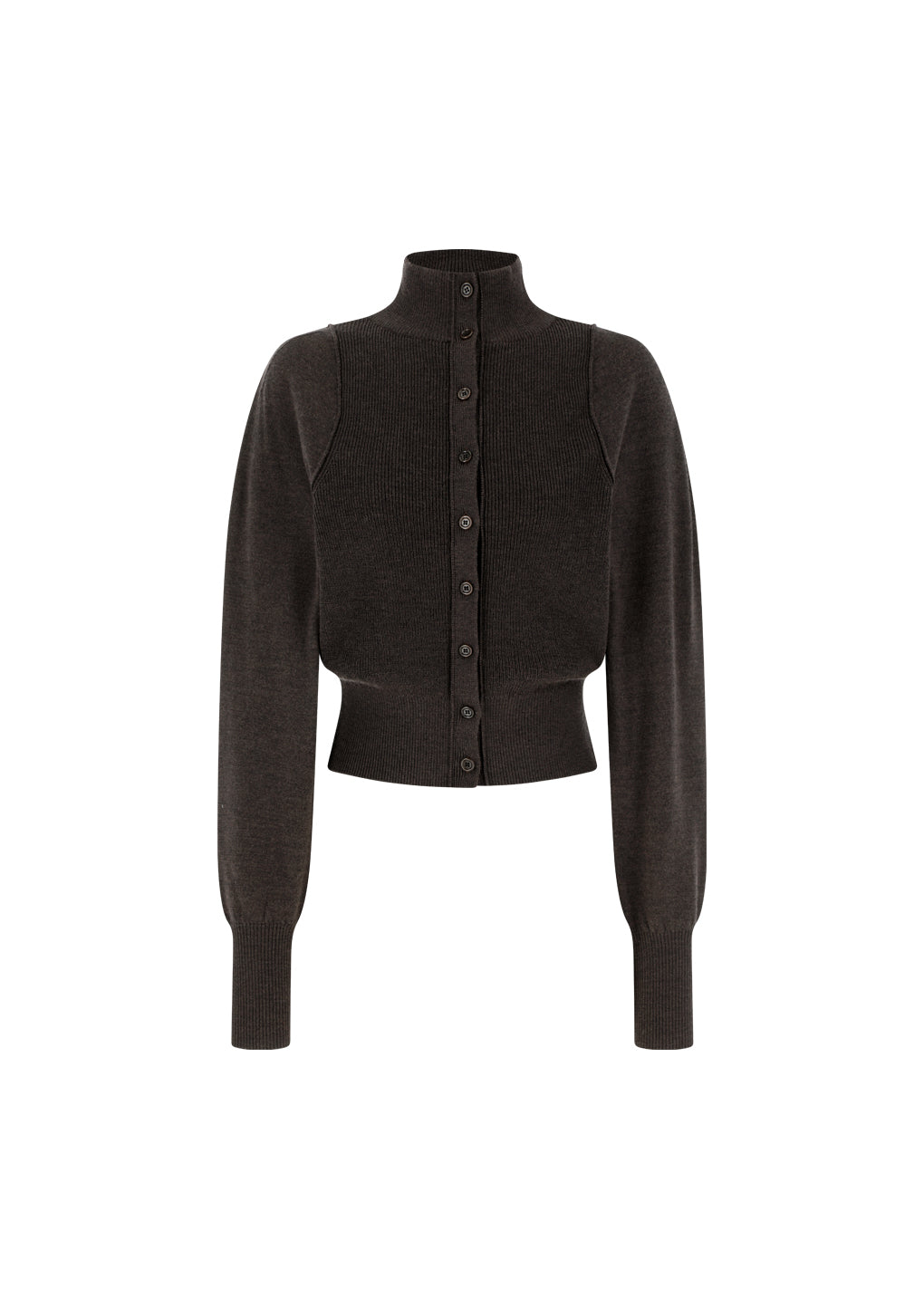 blocking button up cardigan, dark brown