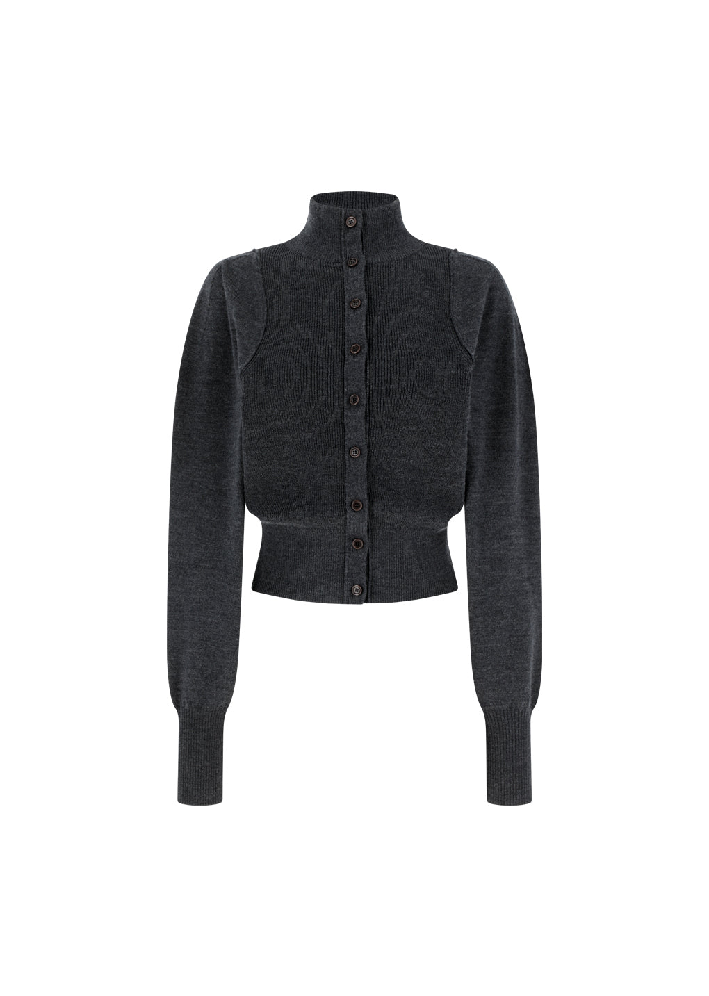 blocking button up cardigan, charcoal