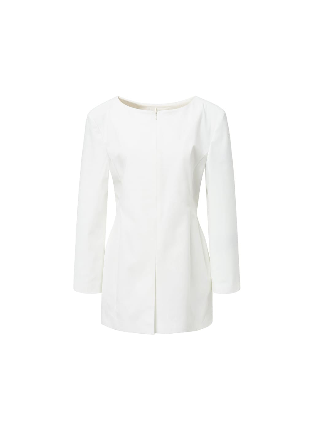 boat neck two way jacket, white