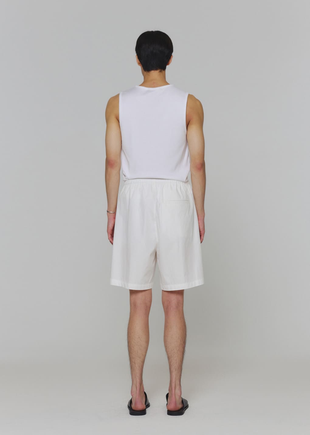 cotton nylon banding shorts, white