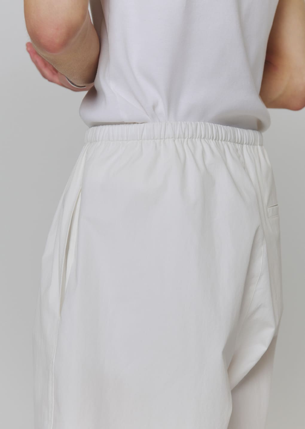 cotton nylon banding shorts, white
