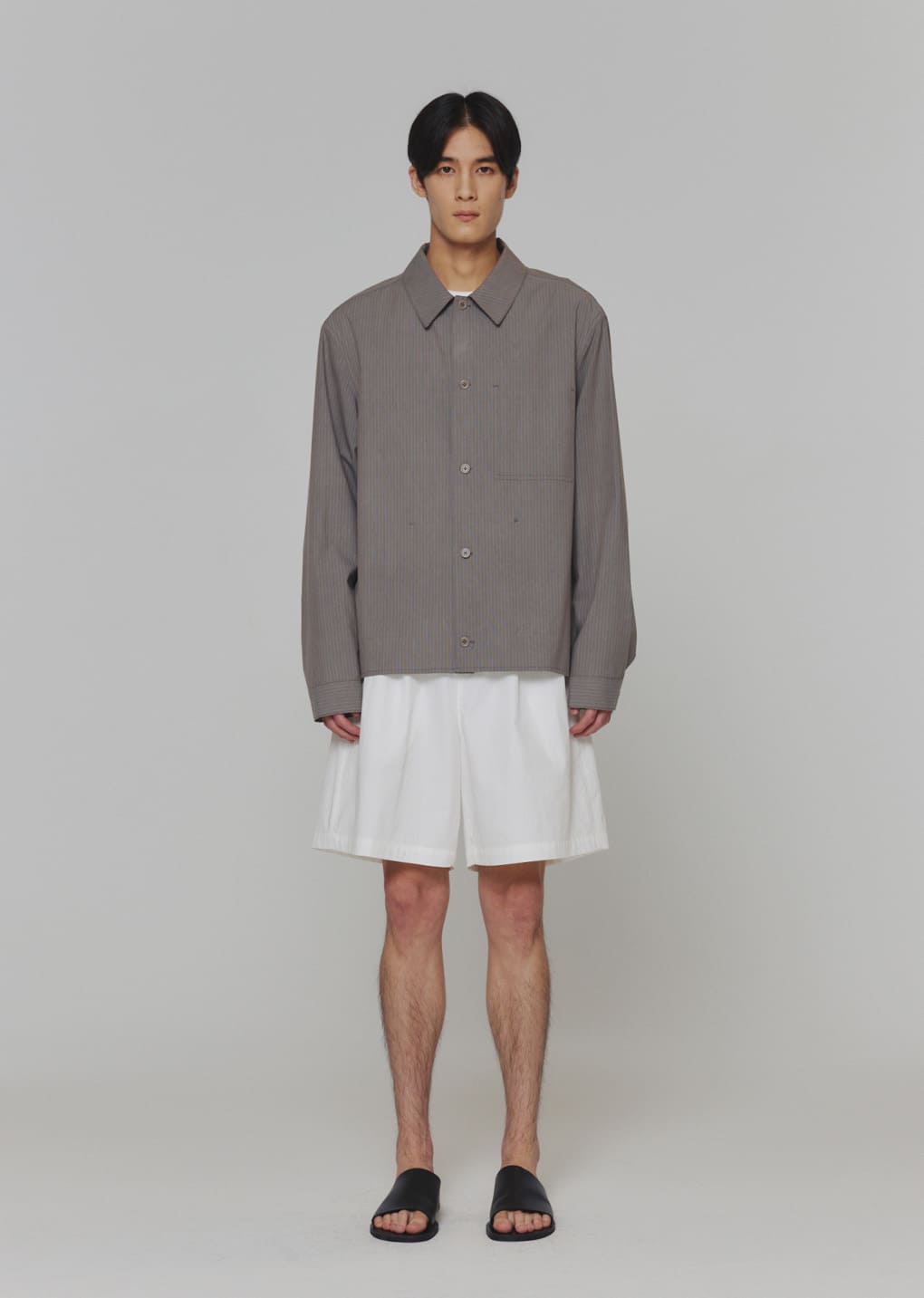 cotton nylon banding shorts, white