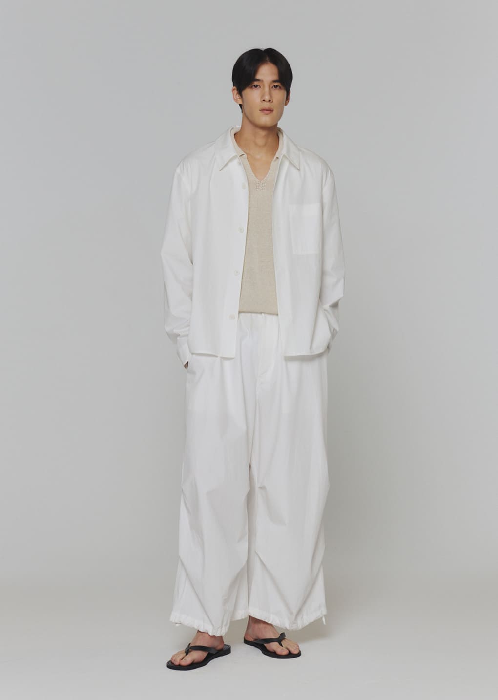 cotton nylon pocket shirts, white