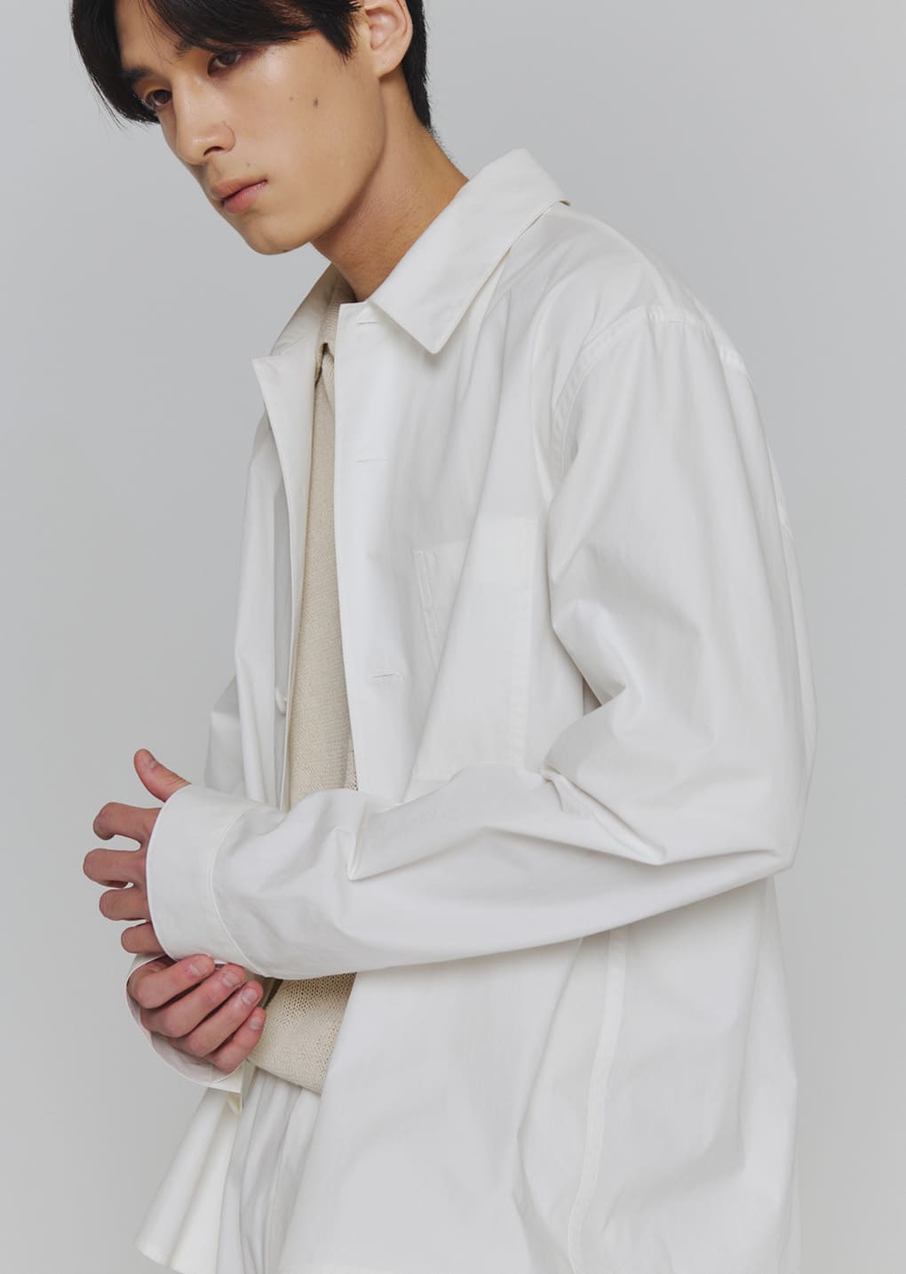 cotton nylon pocket shirts, white