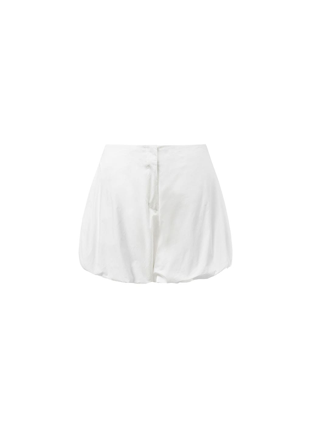 cotton volume shirring shorts, white