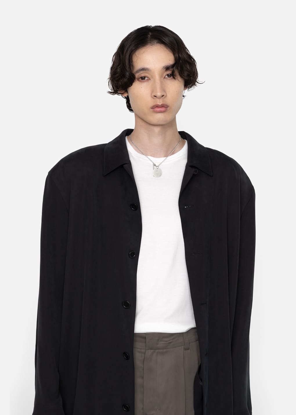 cupro oversize trench coat, black