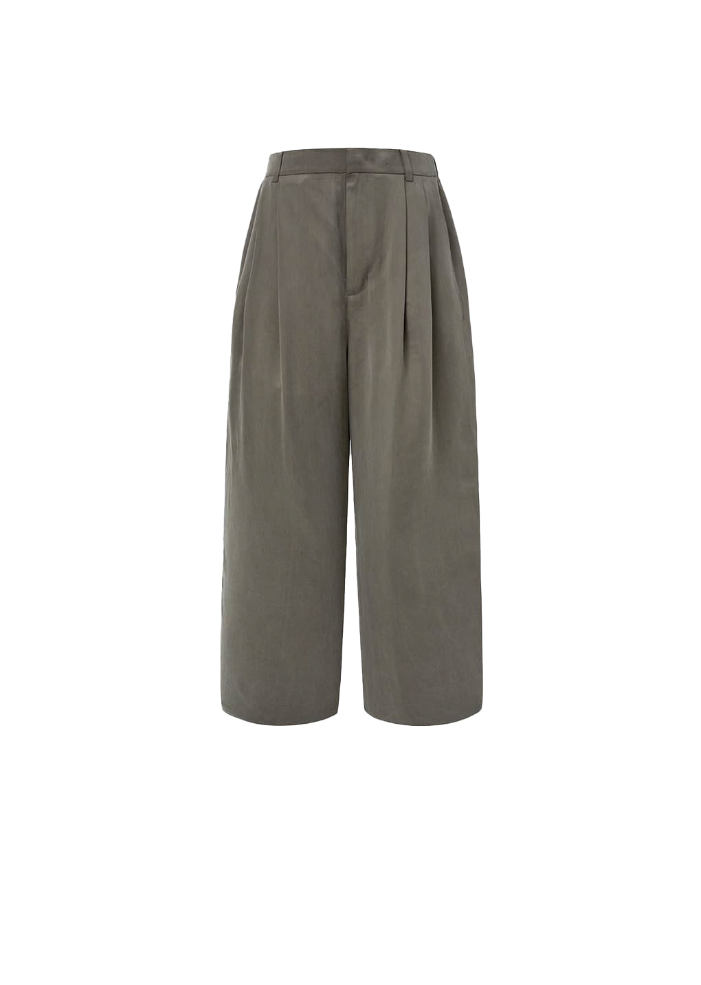 CUPRO TWO TUCK PANTS, BROWN