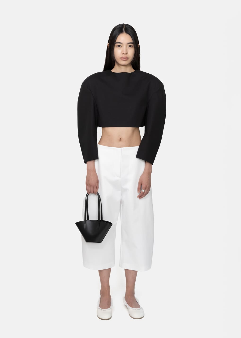 curved capri pants, white hover