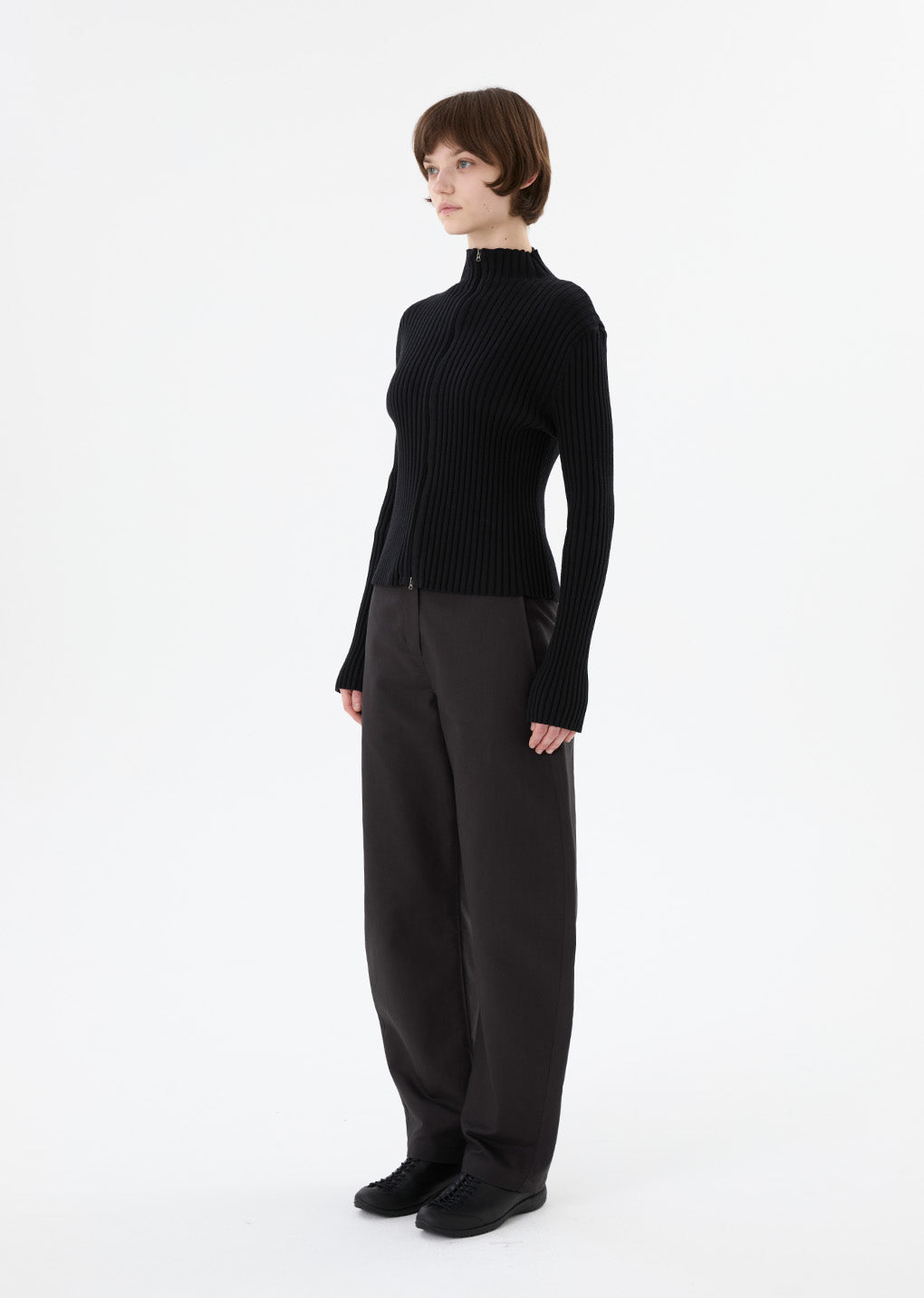 curved long pants, charcoal