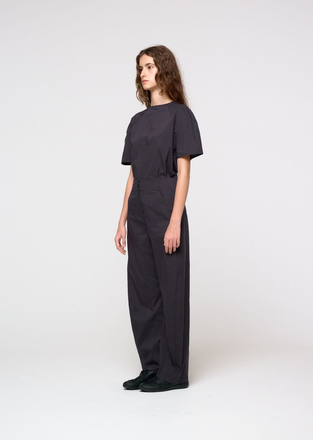 curved pants, charcoal
