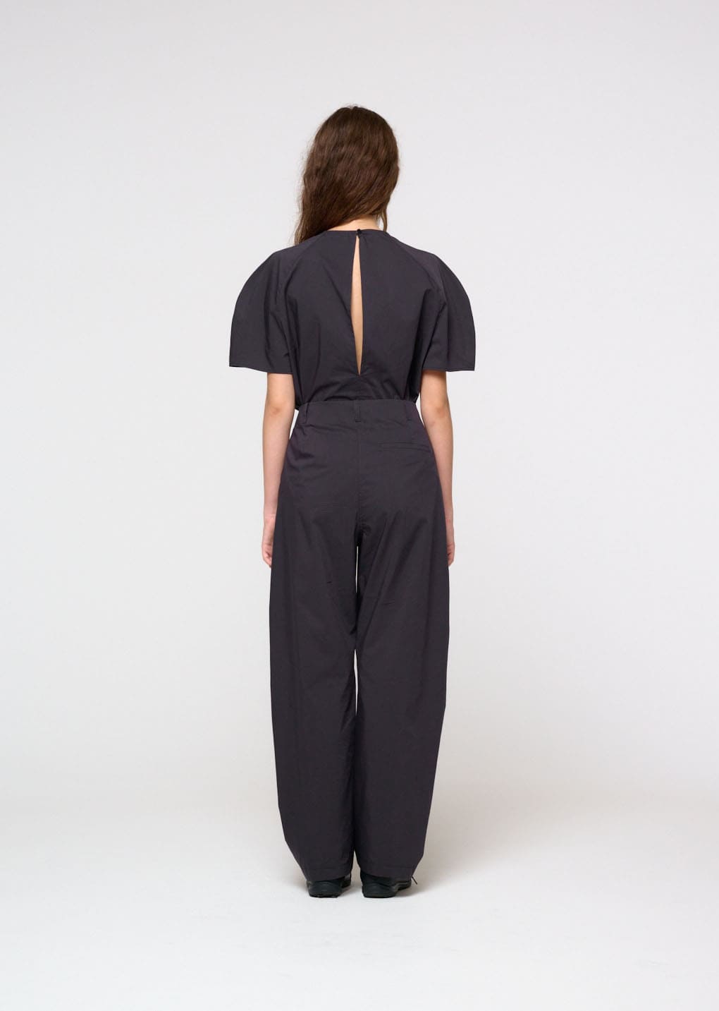 curved pants, charcoal