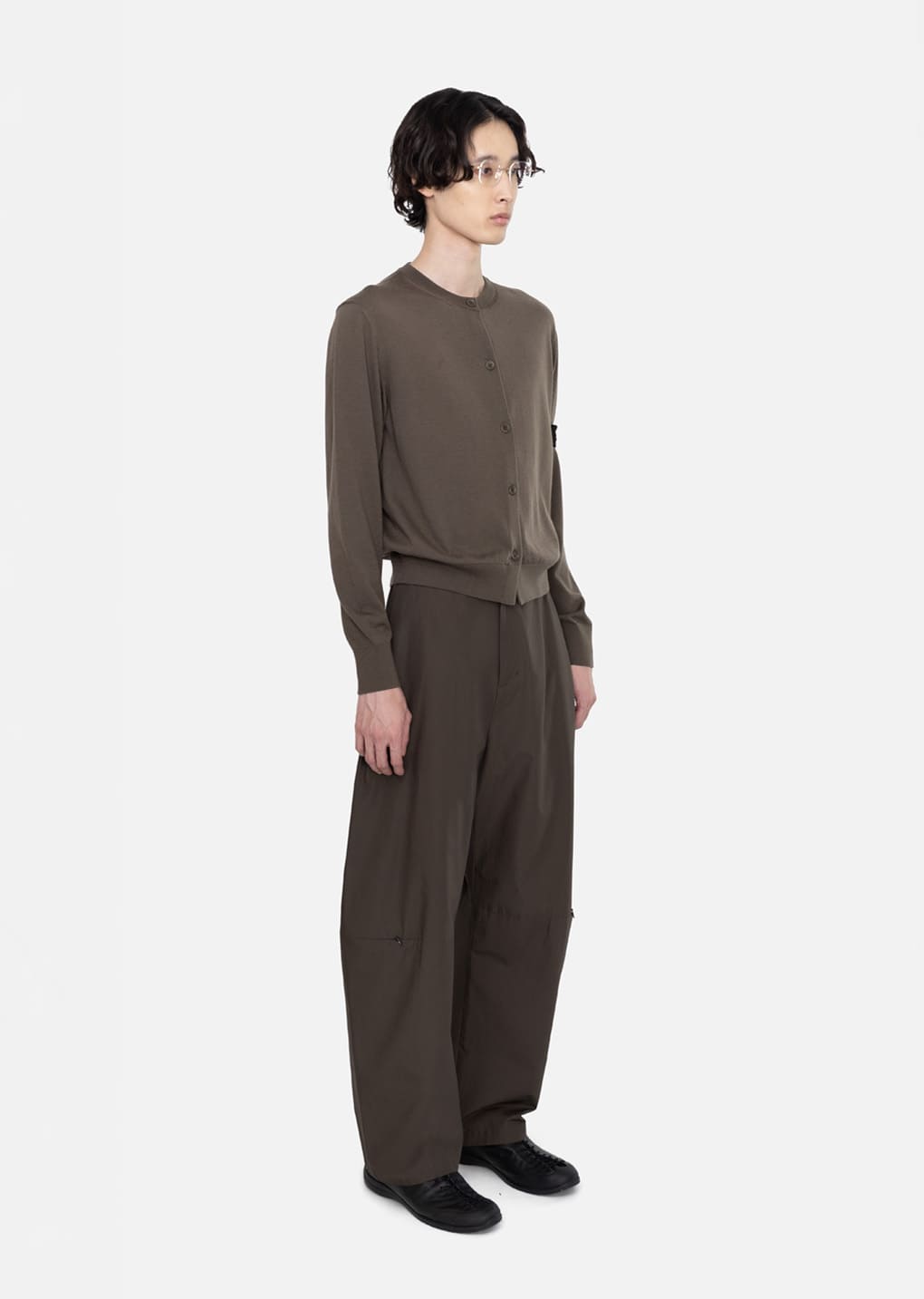 curved zip pants, khaki