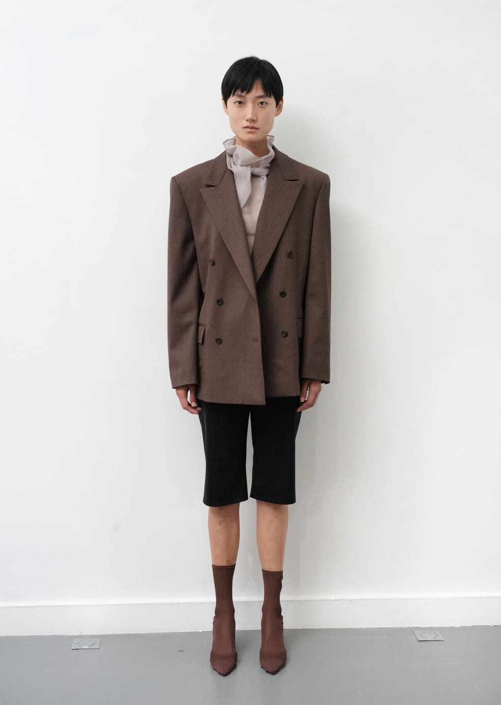 DOUBLE BREASTED WOOL JACKET, BROWN