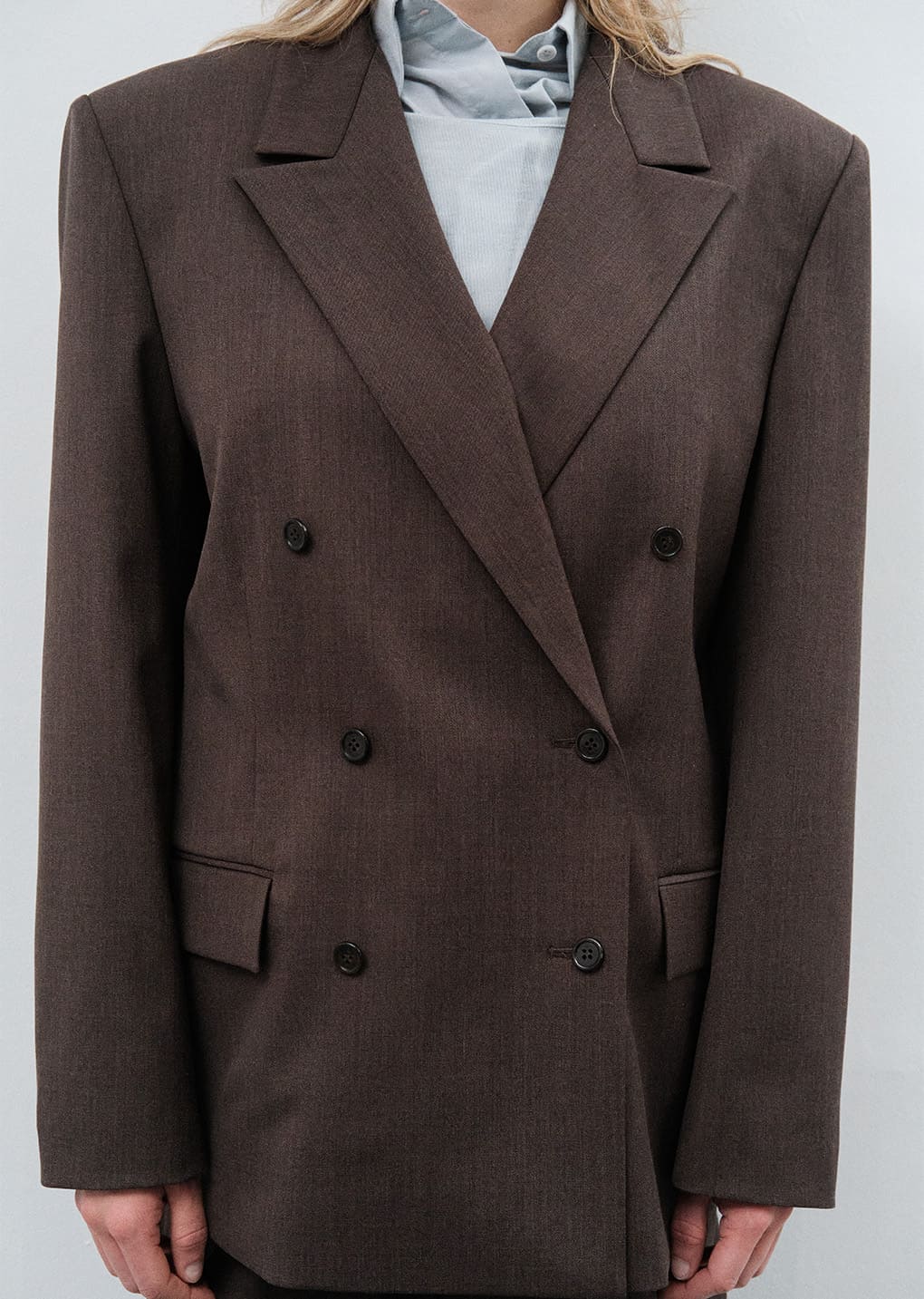 DOUBLE BREASTED WOOL JACKET, BROWN