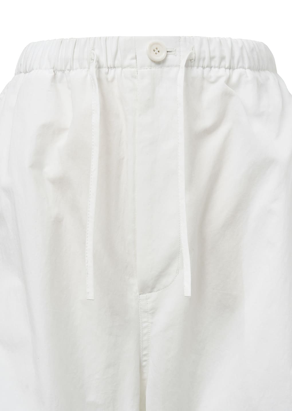 drawstring wide fatigue pants, white