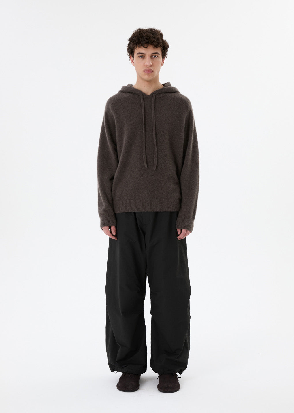 drawstring wide fatigue pants, black hover