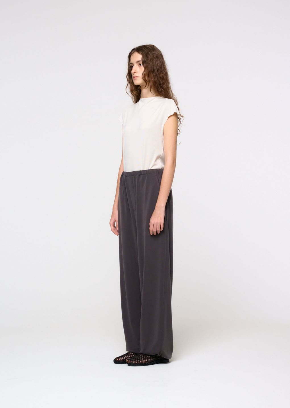 easy banding pants, charcoal