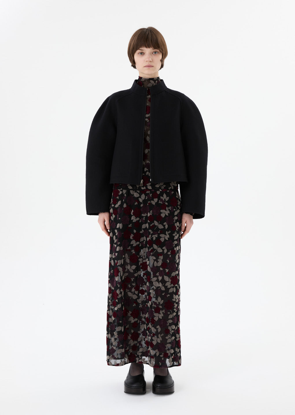 floral long skirt, black hover