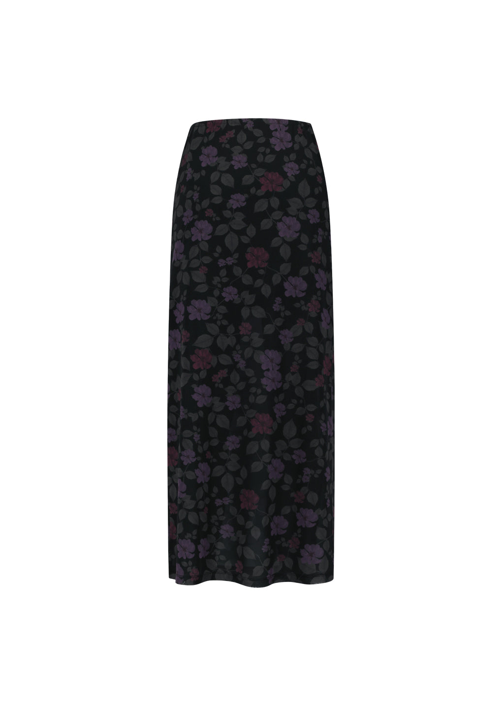 floral long skirt, black