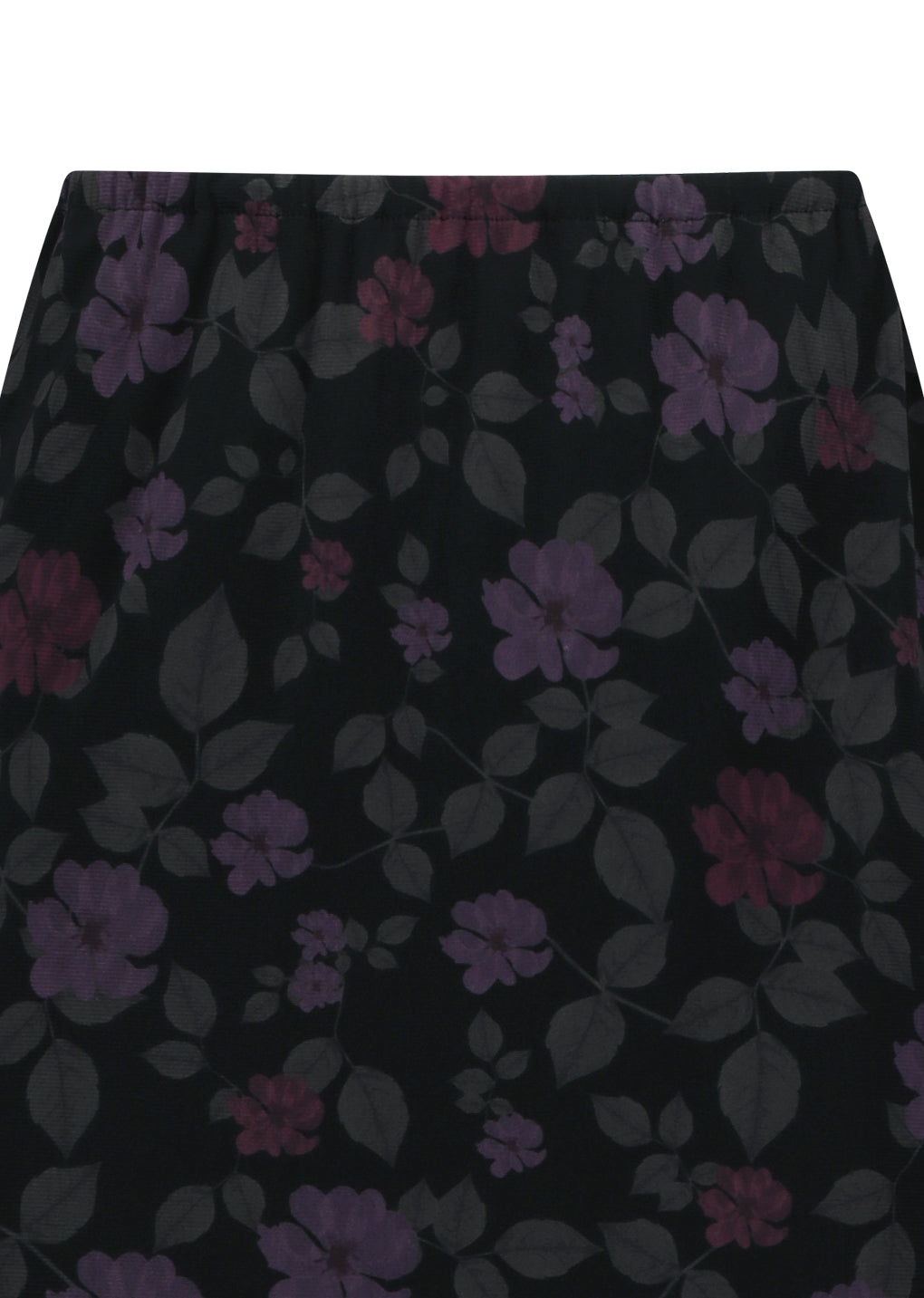 floral long skirt, black