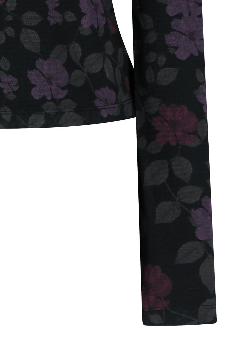 floral mock neck top, black
