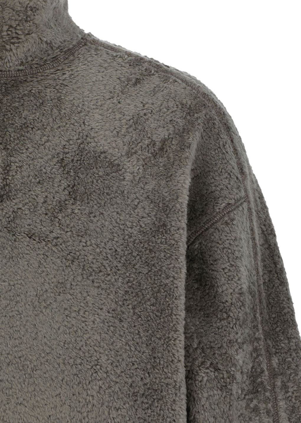fluffy oversized half neck pullover, khaki