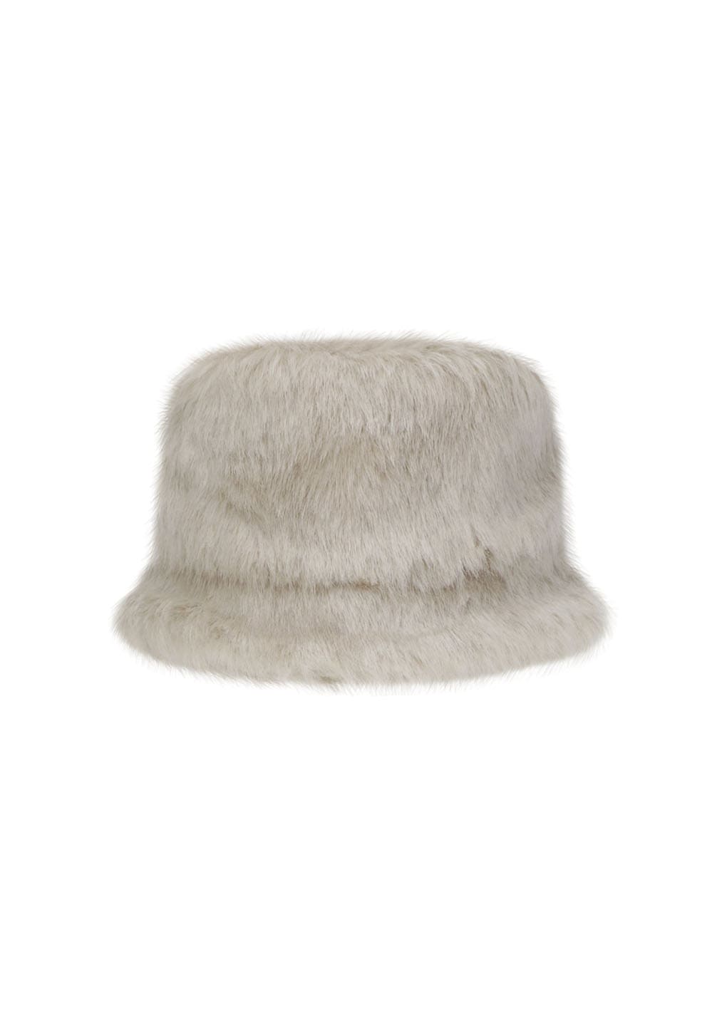 fur bucket hat, ivory