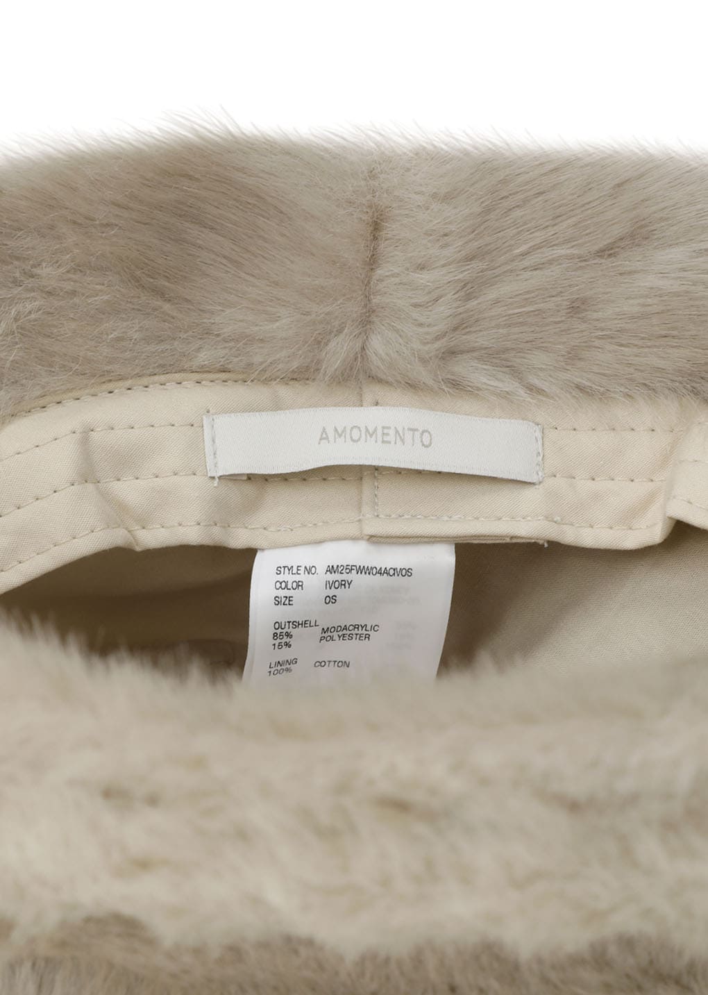 fur bucket hat, ivory