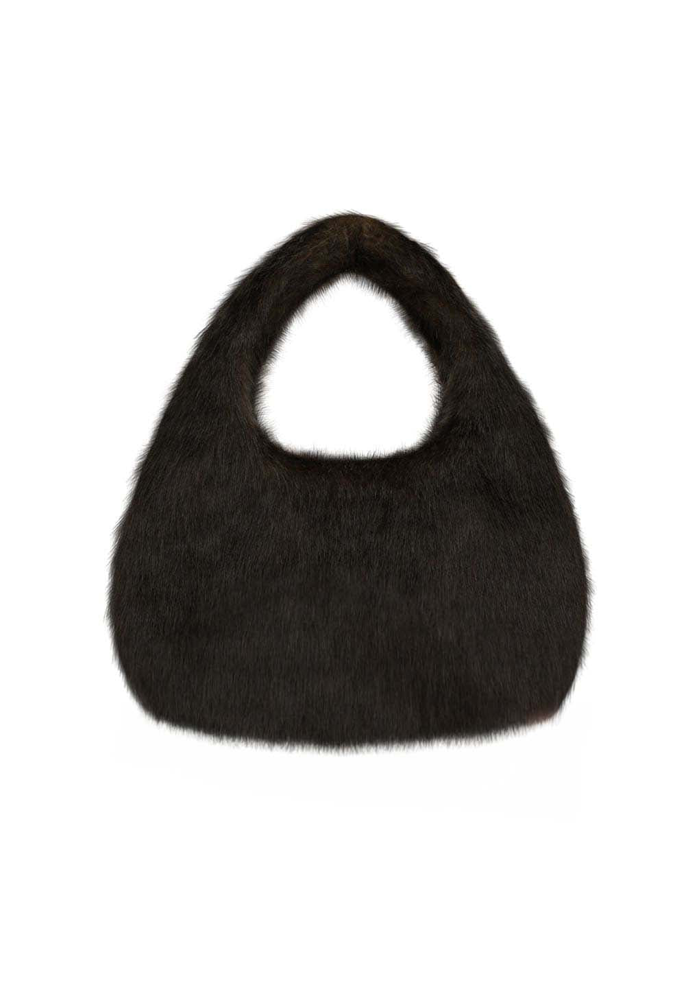 fur tote bag, dark brown