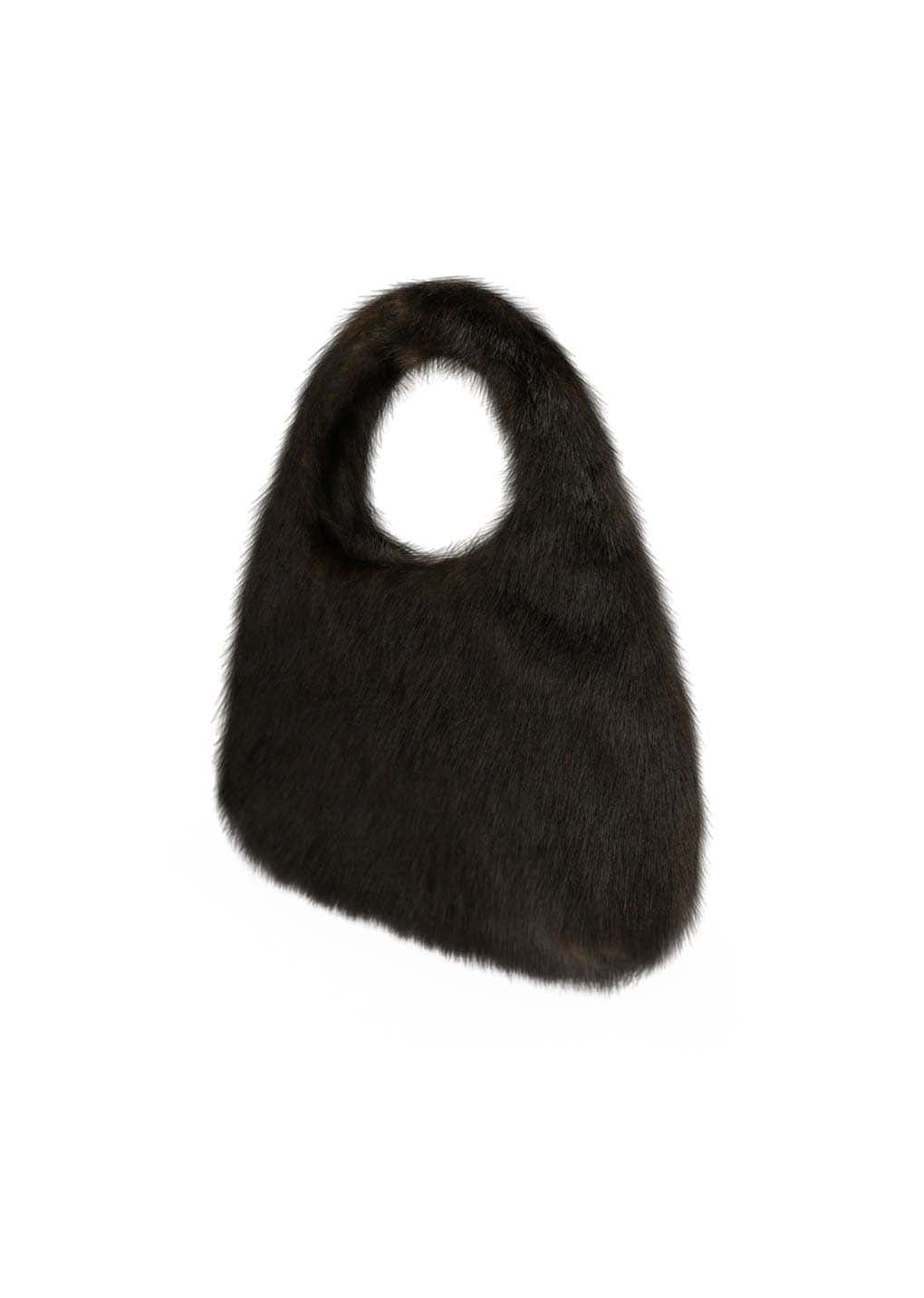 fur tote bag, dark brown hover