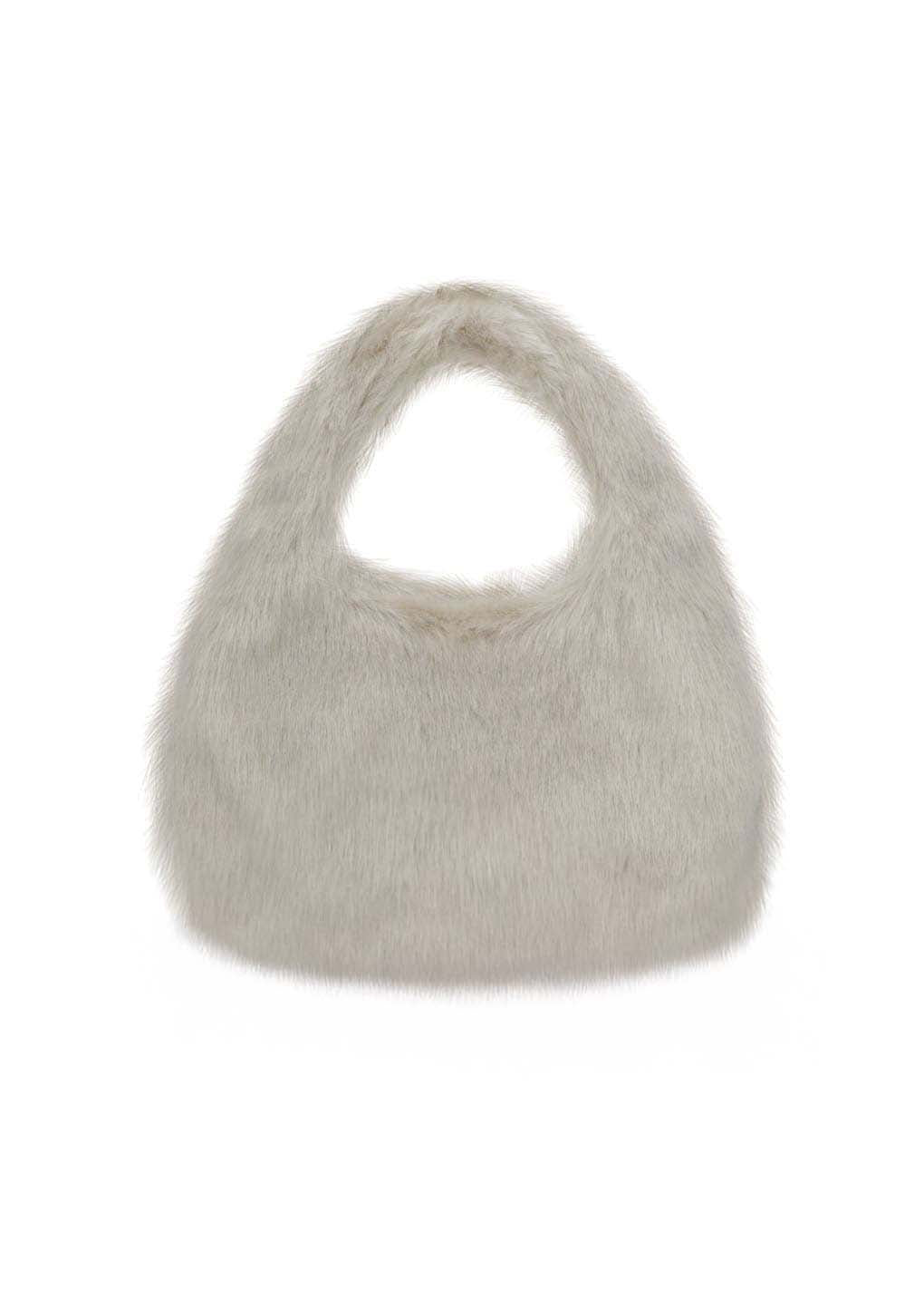 fur tote bag, ivory
